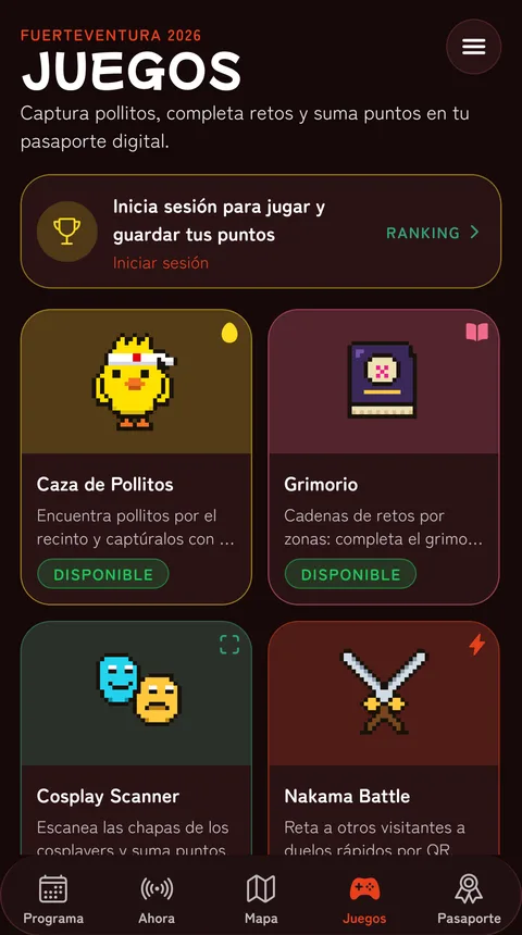 App screenshot: Four games